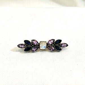 Nicky Butler Moonstone and Amethyst Bar Pin Vintage 2000s